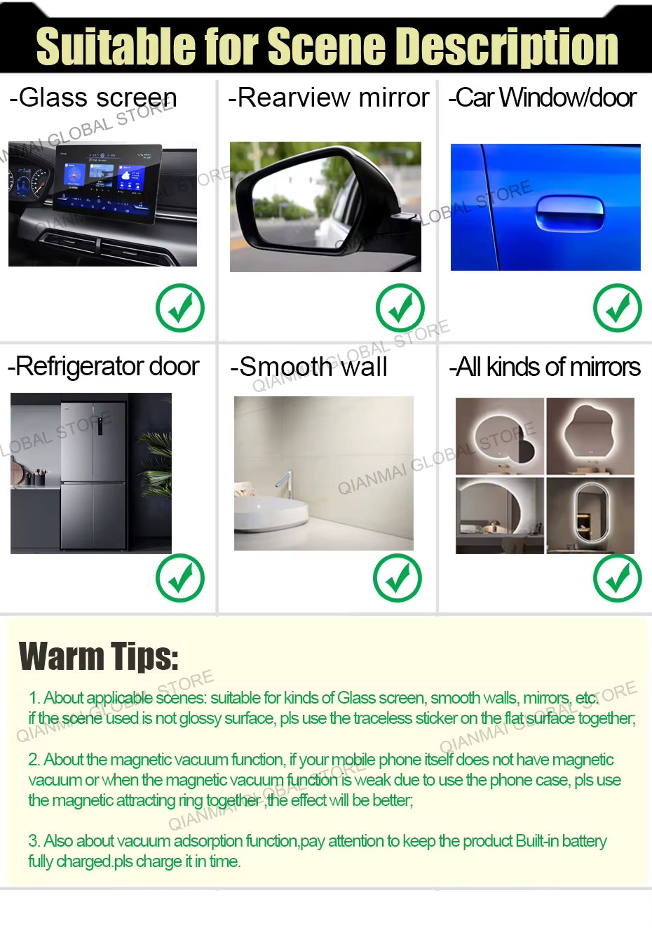 2024 New CZ07 Vacum Car Holder for Iphone Samsung Xiaomi Magnetic Car Mount Vacuum Phone Holder